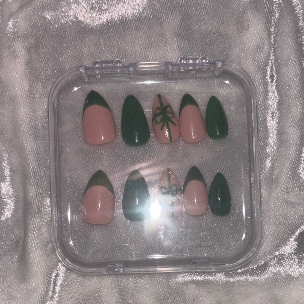 Green and Pink Press-On Nails